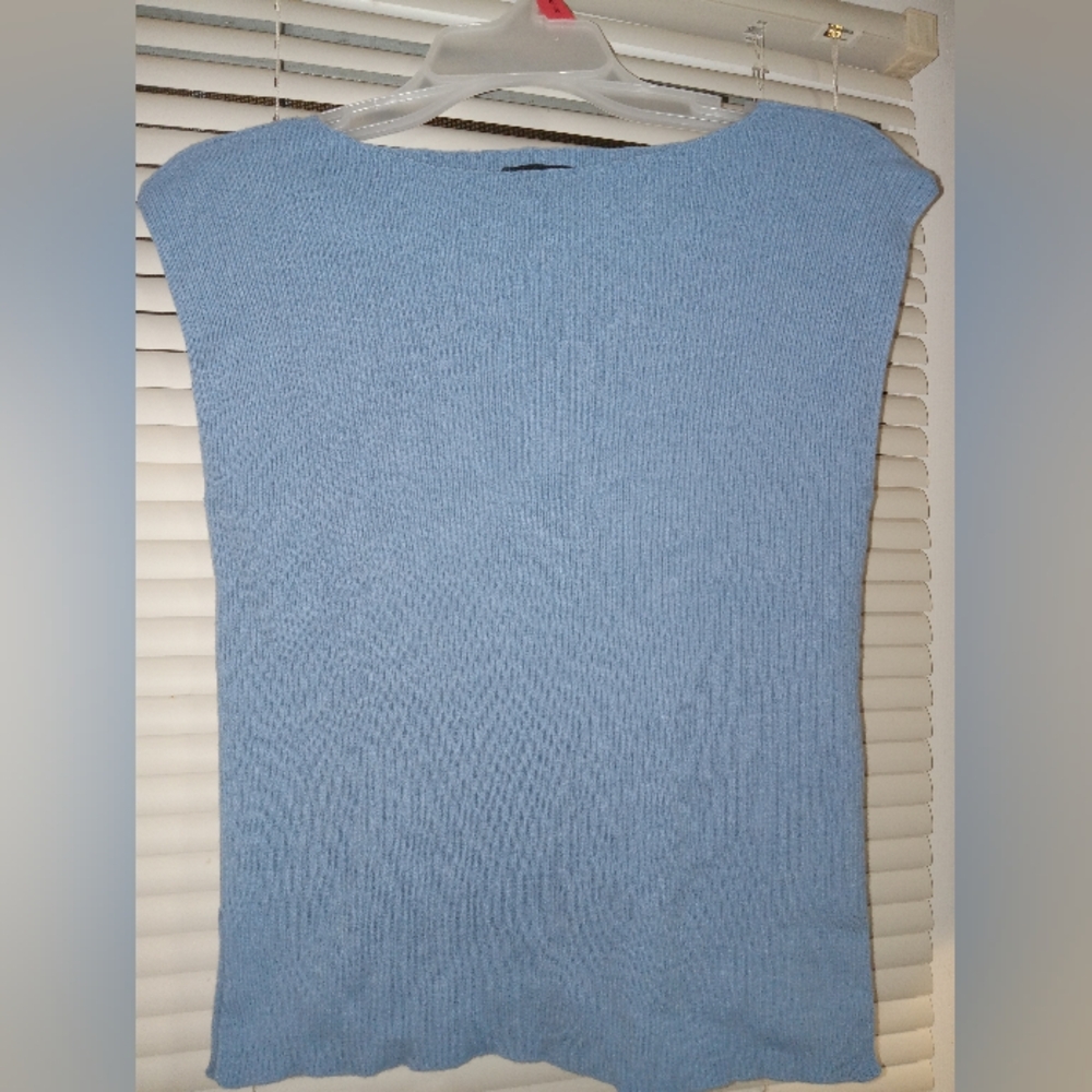 Emporio Armani Sleeveless Knit Tank Top in Light Blue